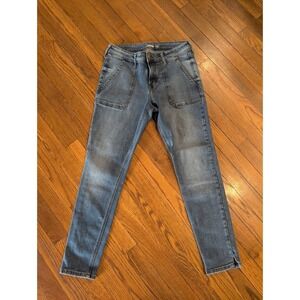Old Navy Rockstar Super Skinny Ankle Jeans 6 Blue Acid Wash Patch Pocket Crop